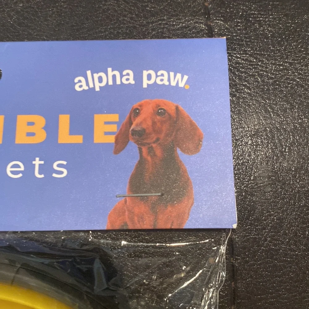 NWT Alpha Paw Yellow Collapsible Bowl For Pets 12 fl oz